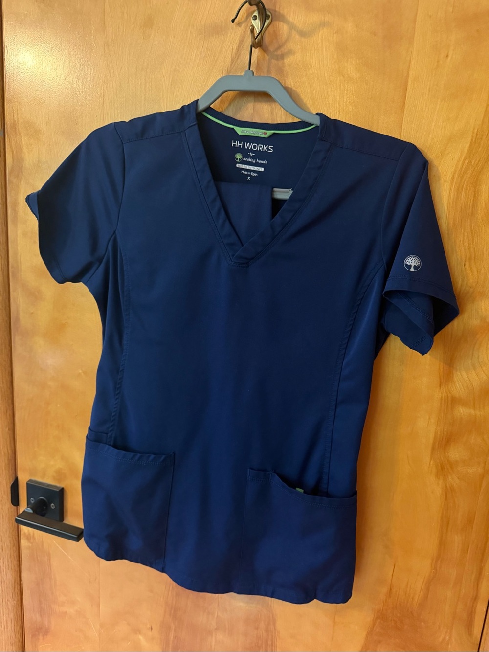 healing hands Navy V-Neck Medical Scrub Top